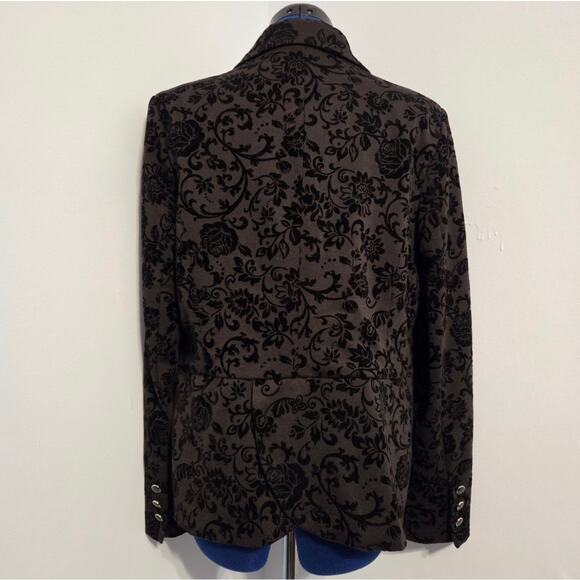 Covington Black Floral Flocked Velvet Blazer Jacket Size Large whimsigoth formal - Picture 9 of 12